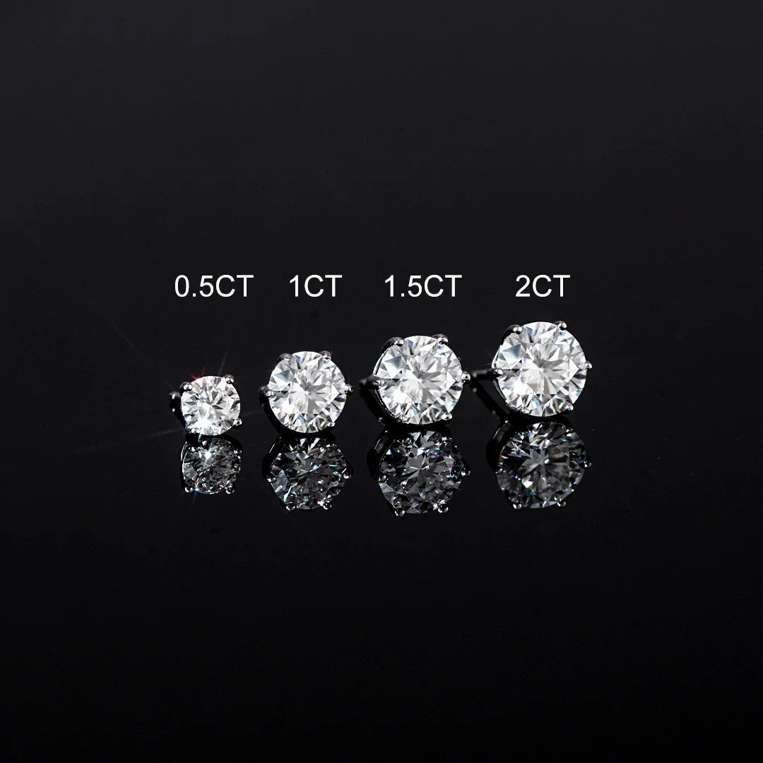 JoyceJelly 925 STERLING SILVER ROUND CUT MOISSANITE EARRIN D Color VVS  moissanite diamond fine Jewelry wedding party gifts