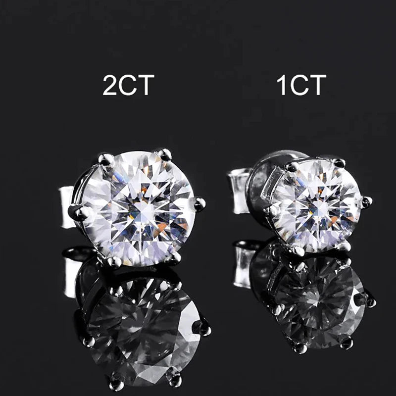 JoyceJelly 925 STERLING SILVER ROUND CUT MOISSANITE EARRIN D Color VVS  moissanite diamond fine Jewelry wedding party gifts