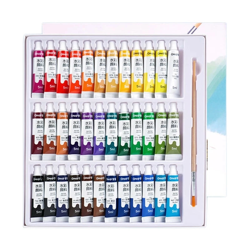 Watercolor Paint Set in Tubes Art Academy Gouache Pigment Kit 5ml 12/18/24/36 Colors for Art Student Painters Beginners