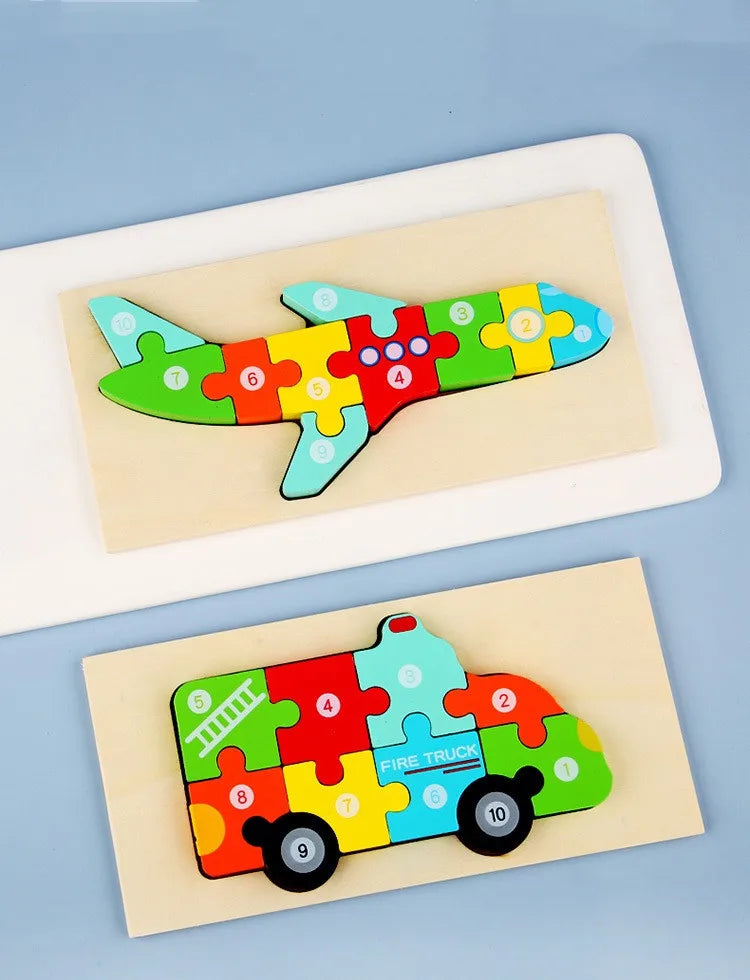 New Kid Jigsaw Board 3D Wooden For Toddlers Puzzle Tangram Cartoon Vehicle Animals Learning Educational Toys for Children Gifts