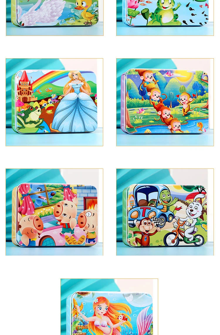 100 Pieces Wooden Toys Puzzle Kids Toy Cartoon Animal Wood Jigsaw Puzzles Child Early Educational Learning Toys for Children