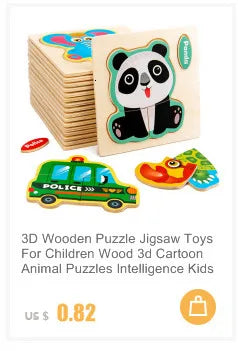 3D Wooden Puzzle Baby Montessori Toys Cartoon Animal Intelligence Wood Puzzles Early Learning Educational Toys for Children