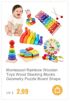 3D Wooden Puzzle Baby Montessori Toys Cartoon Animal Intelligence Wood Puzzles Early Learning Educational Toys for Children