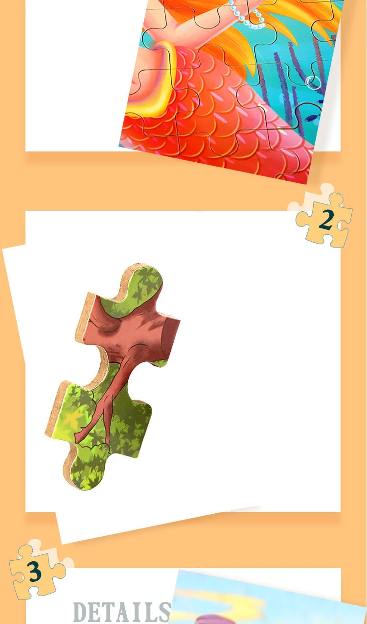 100 Pieces Wooden Toys Puzzle Kids Toy Cartoon Animal Wood Jigsaw Puzzles Child Early Educational Learning Toys for Children