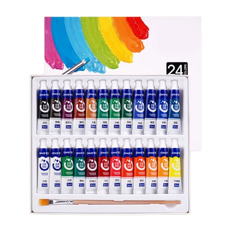 Watercolor Paint Set in Tubes Art Academy Gouache Pigment Kit 5ml 12/18/24/36 Colors for Art Student Painters Beginners