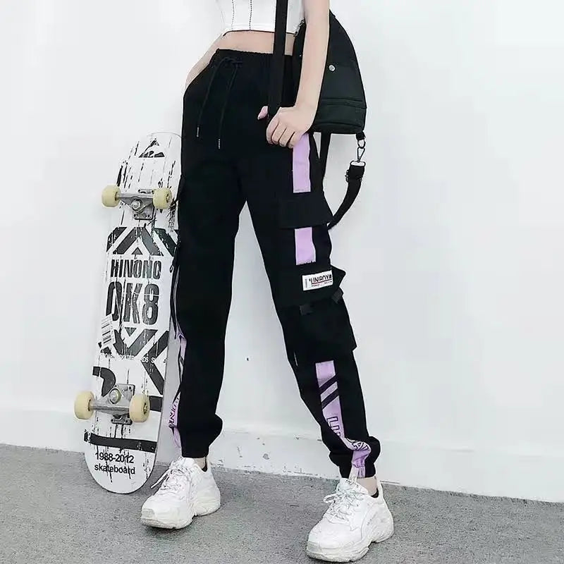 Black Gray Cargo Pants Womens Streetweear Fashion Big Pockets Joggers Sweatpants Baggy Tactical Trousers High Quality Wide Leg