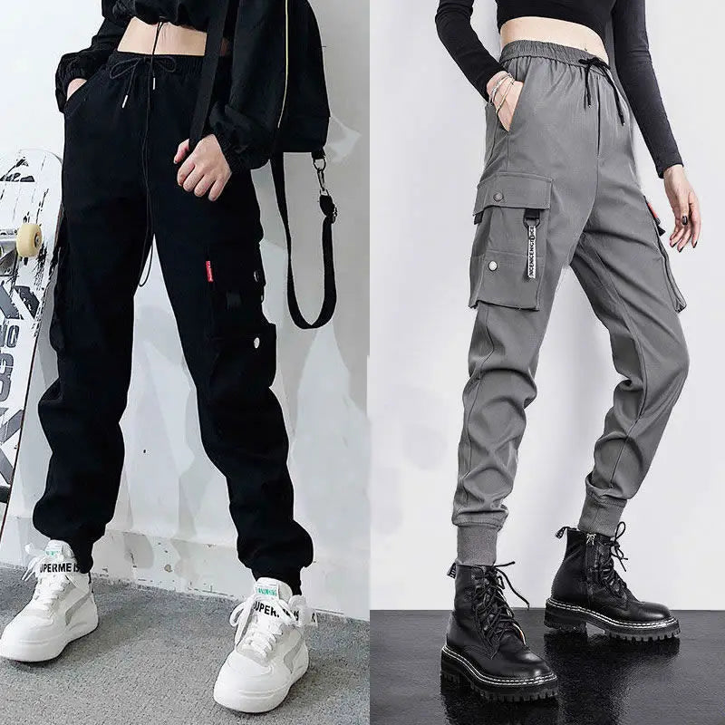 Black Gray Cargo Pants Womens Streetweear Fashion Big Pockets Joggers Sweatpants Baggy Tactical Trousers High Quality Wide Leg