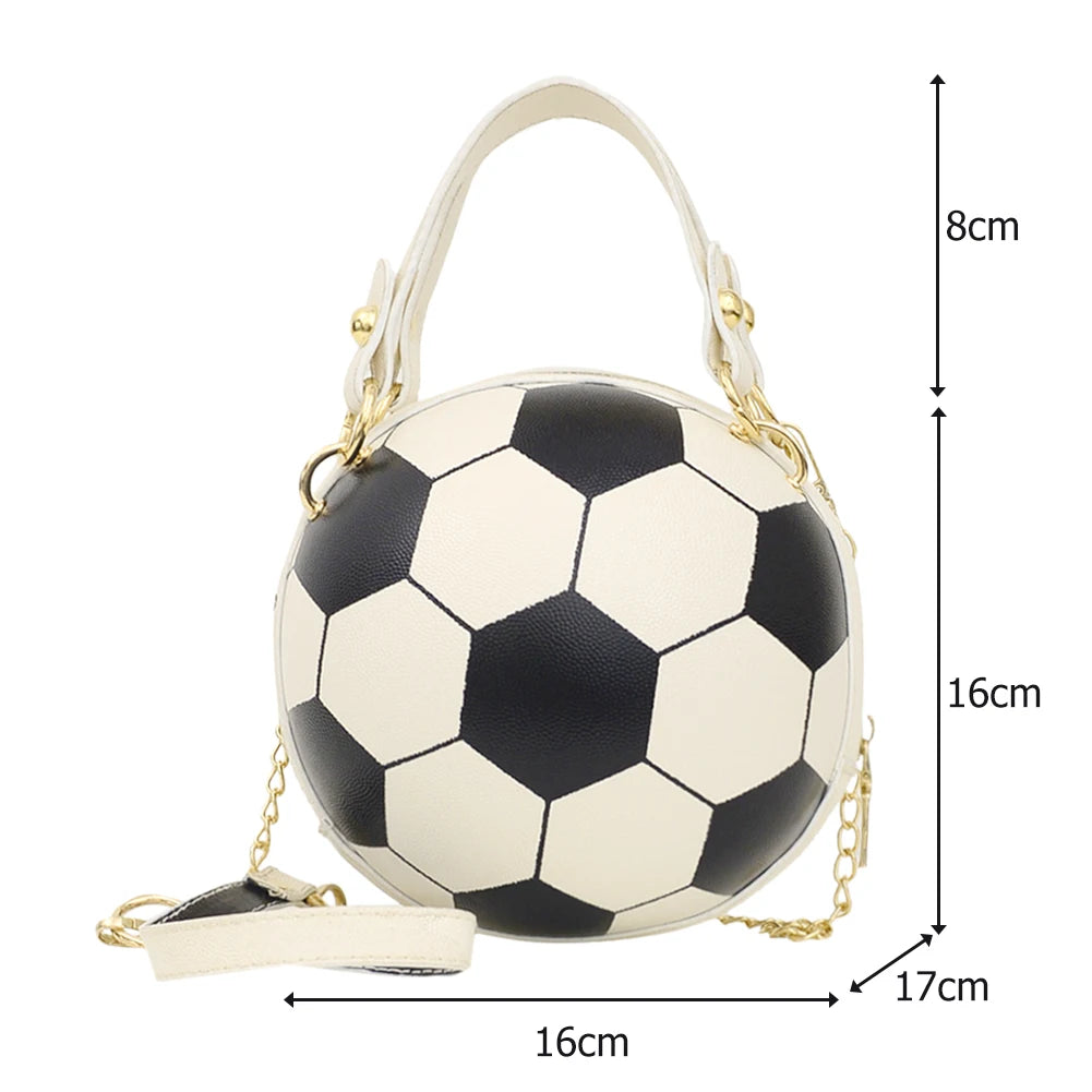 Personality  INS Fashion Women Ball Bag Soft PU Leather Round Crossbody Thick Chain Hand Bags And Purses Female Basketball Bag