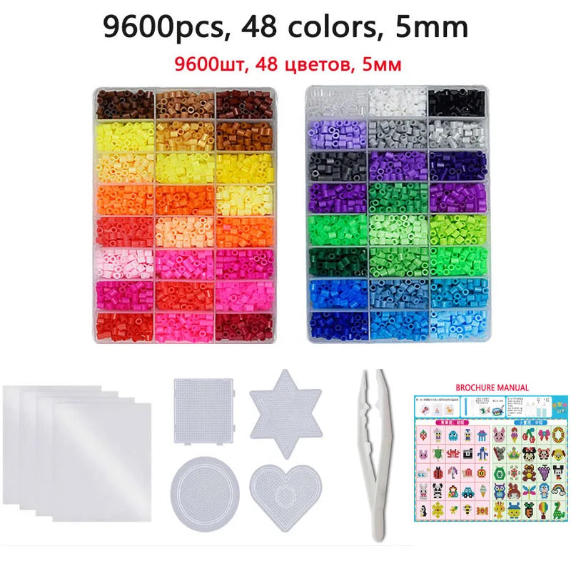 24/72 colors box set hama beads toy 2.6/5mm perler educational Kids 3D puzzles diy toys fuse beads pegboard sheets ironing paper