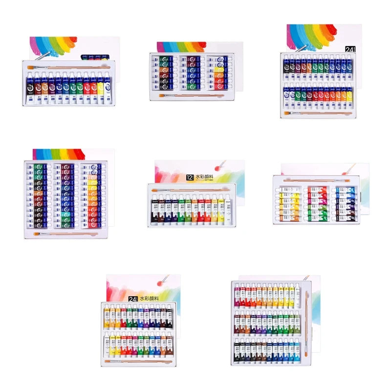 Watercolor Paint Set in Tubes Art Academy Gouache Pigment Kit 5ml 12/18/24/36 Colors for Art Student Painters Beginners