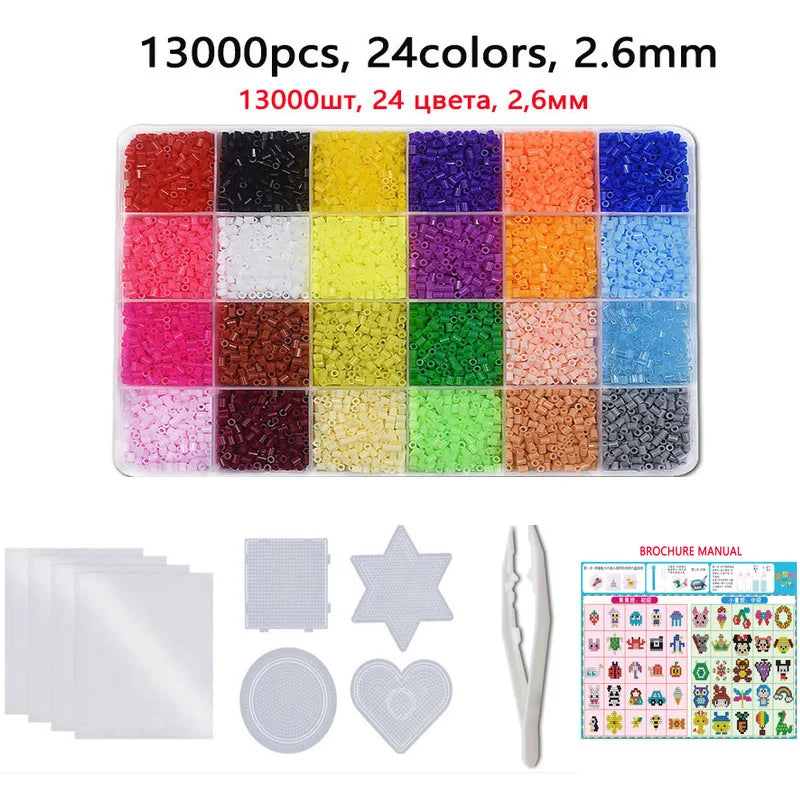 24/72 colors box set hama beads toy 2.6/5mm perler educational Kids 3D puzzles diy toys fuse beads pegboard sheets ironing paper