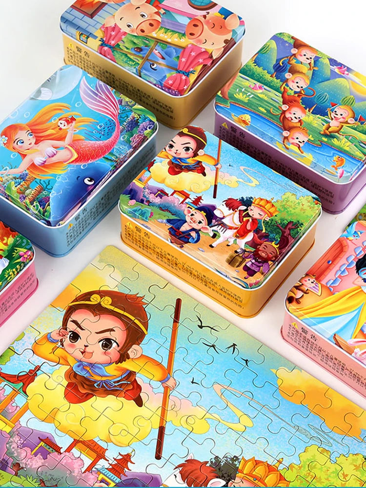 100 Pieces Wooden Toys Puzzle Kids Toy Cartoon Animal Wood Jigsaw Puzzles Child Early Educational Learning Toys for Children