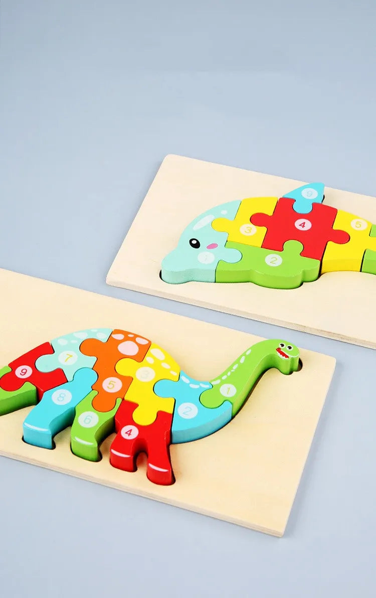 New Kid Jigsaw Board 3D Wooden For Toddlers Puzzle Tangram Cartoon Vehicle Animals Learning Educational Toys for Children Gifts