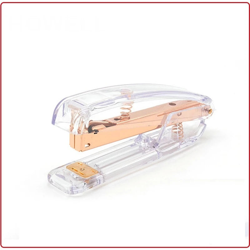 Rose Gold Color Stapler Set Acrylic Transparent Design Binder 24/6 Staples Stationery Office Binding Tools School Supplies F331