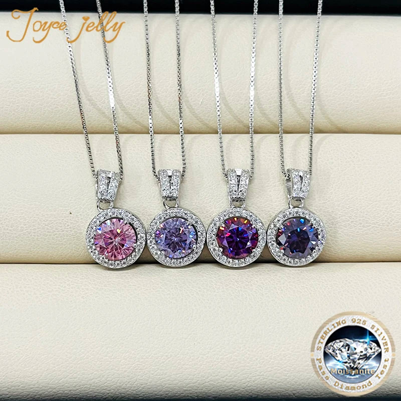 JoyceJelly 18 Color Choice 1CT VVS Moissanite Pendant Necklace 925 Sterling Silver Jewelry For Women Promise Pass Diamond Tester