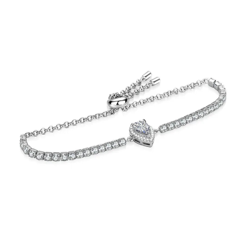 JoyceJelly Sterling 925 Silver Bracelet With 1/2CT Pear Shaped Moissanite With GRA Certifi Pass Diamond Test Luxury Fine Jewelry