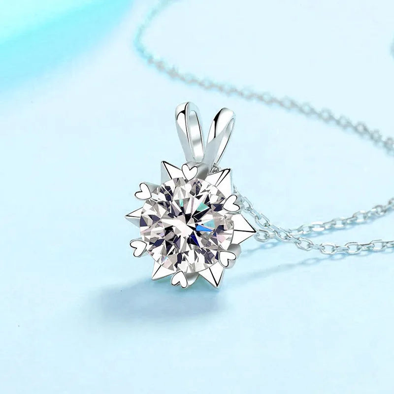 JoyceJelly Sterling 925 Silver Moissanite Diamond Jewelry Set For Women Snowflake Earrings Pendant Necklace Luxury Wedding Sets