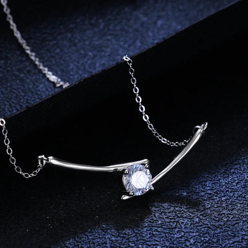 JoyceJelly S925 Sterling Silver Pendant 1 Carat Moissant Diamond Necklace Women's Elegant Daily Jewelry Gift For Girlfriend Wife