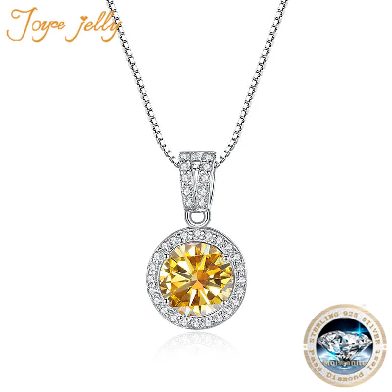 JoyceJelly 18 Color Choice 1CT VVS Moissanite Pendant Necklace 925 Sterling Silver Jewelry For Women Promise Pass Diamond Tester