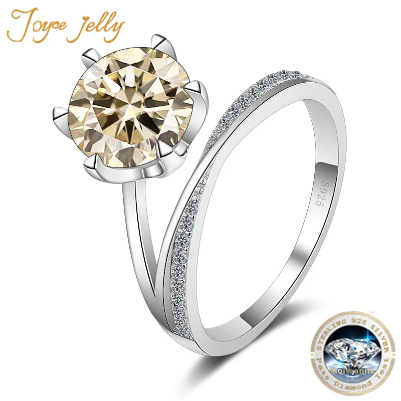 JoyceJelly Fashion 3 Carat Moissanite Diamond Wedding Ring 8H8A Luxury 925 Sterling Silver Jewelry Six Claw Engagement Rings