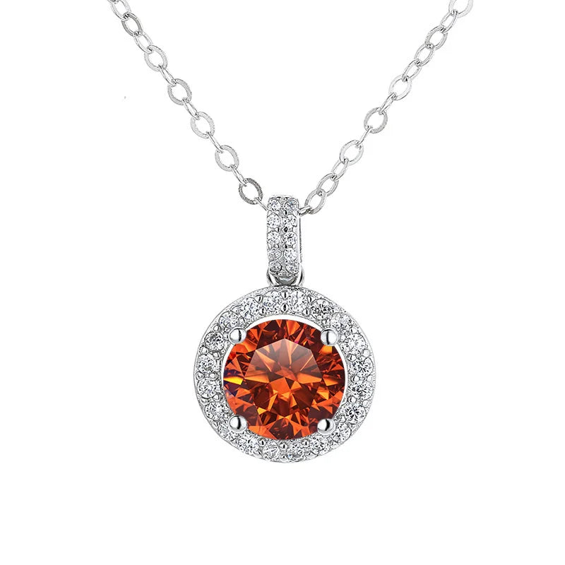 JoyceJelly S925 Sterling Silver 1/2/3/4/5/10 Carat D COLOR Moissanite Diamond Necklace Women's Round Pendant Chain For Wedding