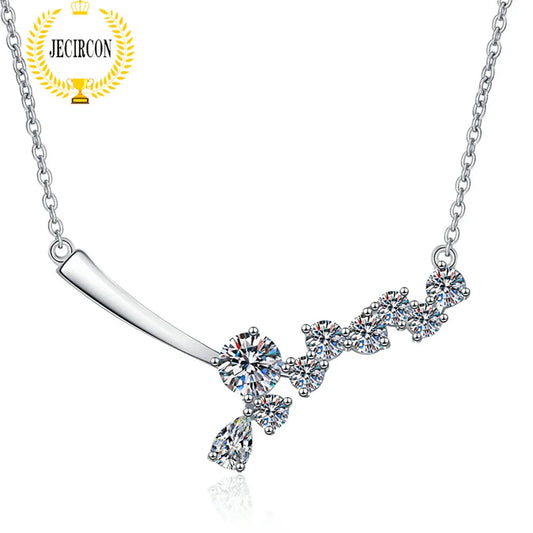 JECIRCON 925 Sterling Silver Moissanite Necklace for Women Simple Galaxy Full of Diamond Pendant 1ct Moissanite Clavicle Chain