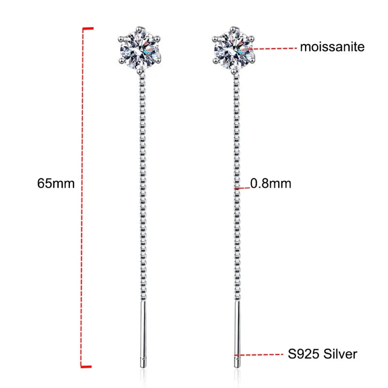 JoyceJelly 5mm/6.5mm Colorful Moissanite Drop Earrings for Women Female S925 Sterling Silver Earring Simple Classic Fine Jewelry