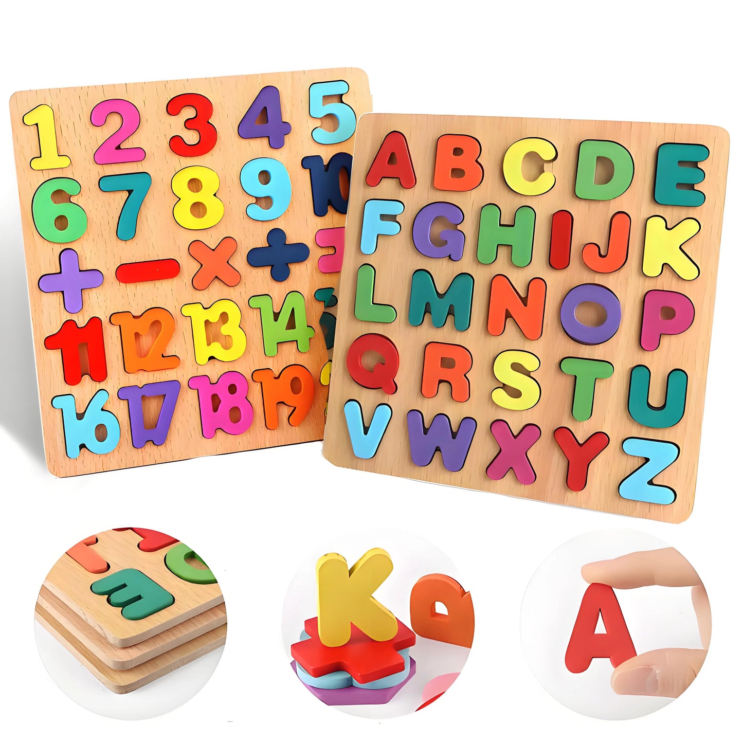 Wooden Puzzles for Children Alphabet Shape Number Puzzle Board Matching Game Educational Montessori Toys for Kid Baby 2 3 4 Year