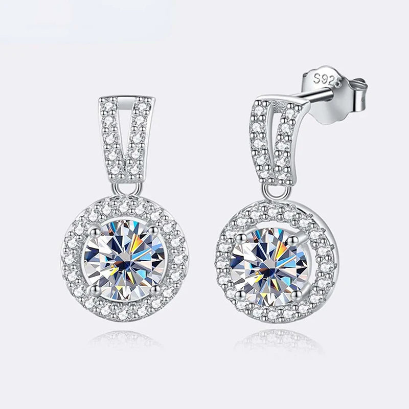 JoyceJelly 1CT Moissanite Diamond Earrings 925 Sterling Silver Ear-studs Luxury Fine Jewelry For Women Wholesale Free Shipping