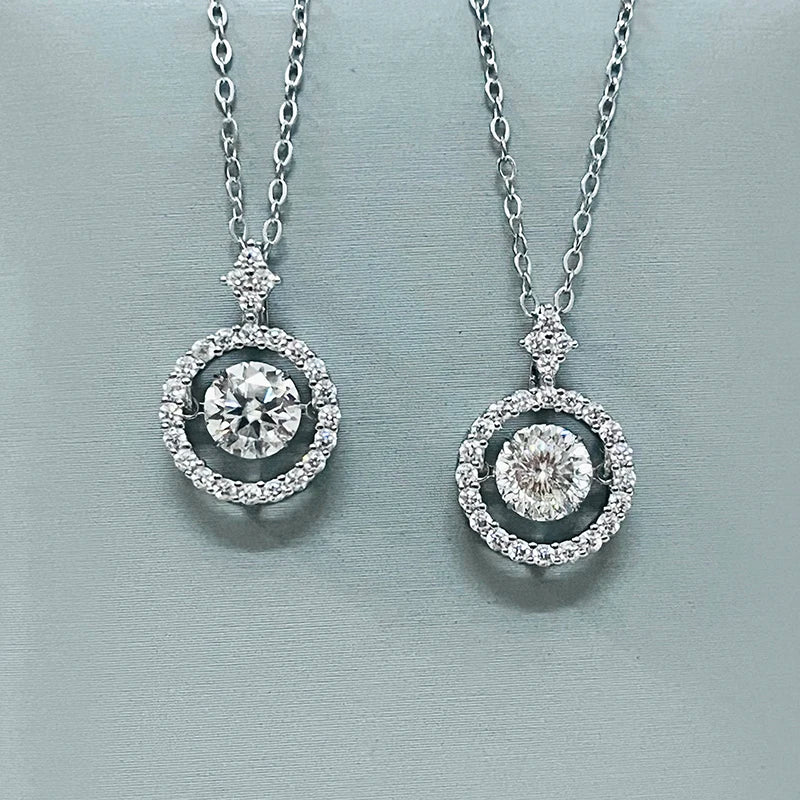 JoyceJelly Trendy 1CT 6.5MM VVS D Color Moissanite Diamond Necklace S925 Sterling Silver Beating Heart Pendant Clavicle Chain