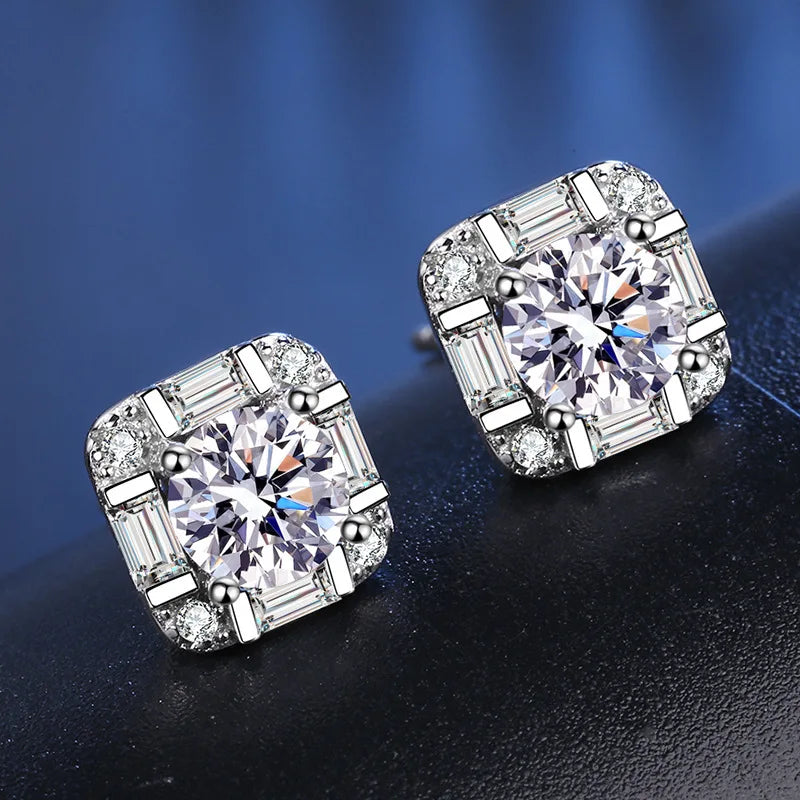 JoyceJelly 0.5 CT Moissanite Stud Earrings For Women Solid 925 Sterling Silver Jewelry D Color Lab Diamond Ear-studs Daily Wear