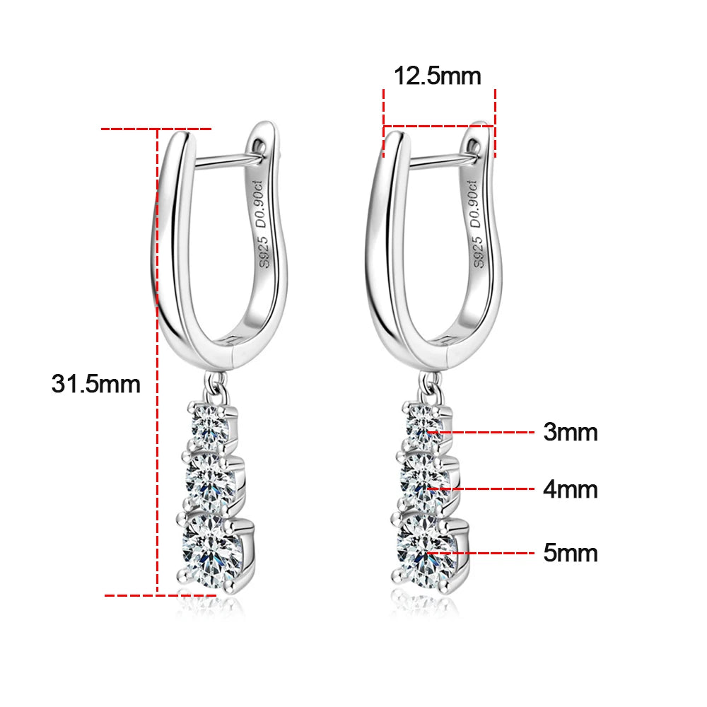 KNOBSPIN D VVS1 Full Moissanite Pandent Earrings for Women Engagement Wedding Fine Jewelry with GRA s925 Sterling Sliver Earring