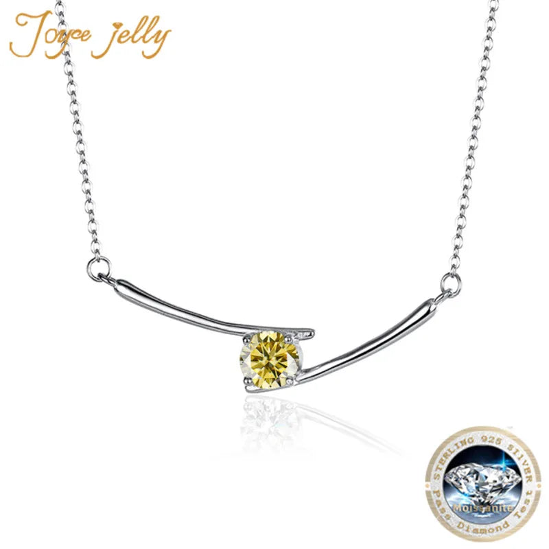 JoyceJelly S925 Sterling Silver Pendant 1 Carat Moissant Diamond Necklace Women's Elegant Daily Jewelry Gift For Girlfriend Wife