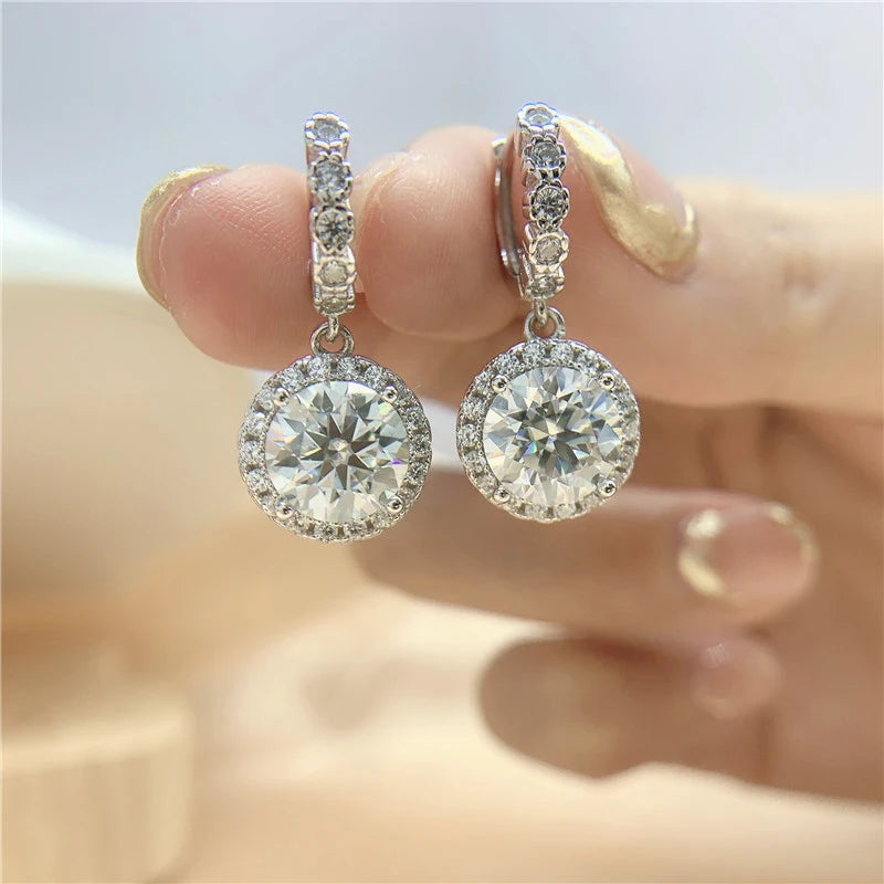 NeeTim 3ct Moissanite Diamond Drop Earrings for Women Lab Diamond 925 Sterling Silver with 18K Gold Plated Wedding Party Jewelry