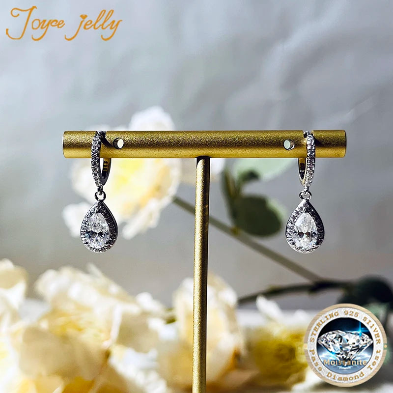 JoyceJelly 2ct GRA Pear Cut Moissanite Earrings For Women Sparkling gemstones Luxury high Quality S925 Sterling Silver Jewelry