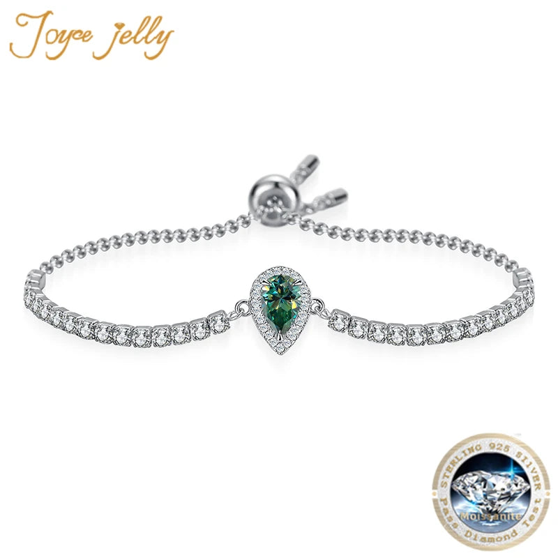 JoyceJelly Sterling 925 Silver Bracelet With 1/2CT Pear Shaped Moissanite With GRA Certifi Pass Diamond Test Luxury Fine Jewelry