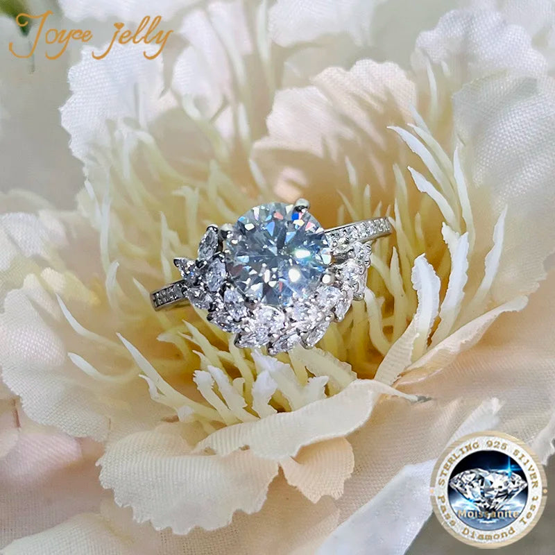 JoyceJelly 2ct Moissanite Rings For Charm Lady With Original GRA Certificate 925 Jewelry Engagement Promise Wedding Band Jewelry