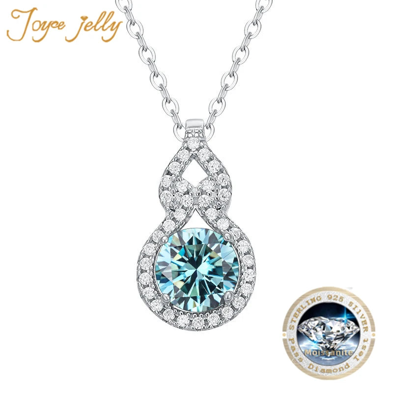 JoyceJelly Trendy Women's Sterling 925 Silver Necklace D-color 1 Carat Moissanite Diamond Jewelry Female Pendant Clavicle Chain