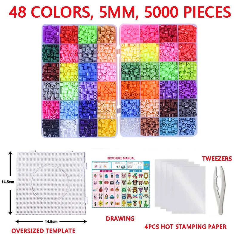 72Colors 5mm /2.6mm Set Melting Beads Pixel Art Puzzle Hama Beads Diy 3D Puzzles Handmade Gift Fuse Beads Kit Iron Toy