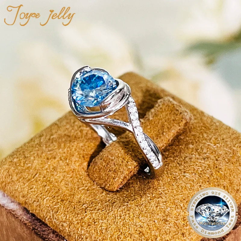 JoyceJelly Real 1 Carat Moissanite Diamond Rings Women's Engagement Ring Pure Sterling 925 Silver Wedding Jewelry Adjust Size