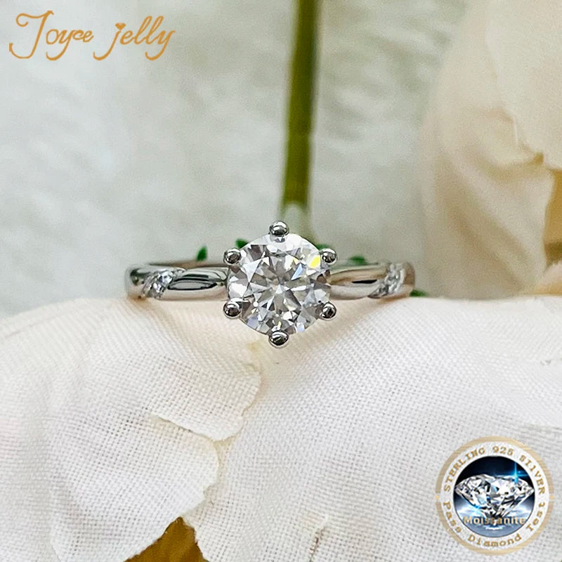 JoyceJelly Women's Six Claw S925 Ring With D Color 1 Ct Moissanite Opening Female Simple Sterling Silver 925 Jewelry For Wedding