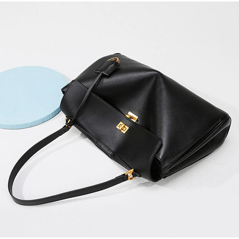 Large Capacity Commuting Tote Bag High-quality Soft Leather Handbag, Fashion Travel Crossbody Bag For Women Business Briefcase