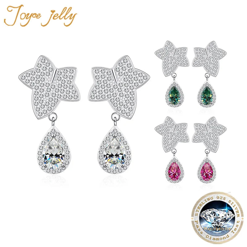 JoyceJelly Water Drop Shaped 5*8mm 1 Carat Moissanite Diamond Earrings For Women Real S925 Sterling Silver Wedding Fine Jewelry