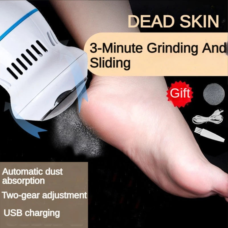 Electric Foot Grinder with Automatic Vacuum USB Rechargeable Two-speed Adjustment and 6 Grinding Heads Callus Dead Skin Removal