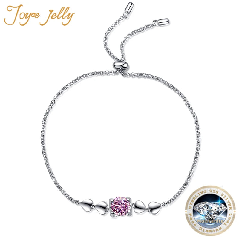 JoyceJelly S925 Sterling Silver Plated PT950 Gold 1 carat VVS D 8H8A Moissanite Bracelet For Women Fine Jewelry Anniversary Gift