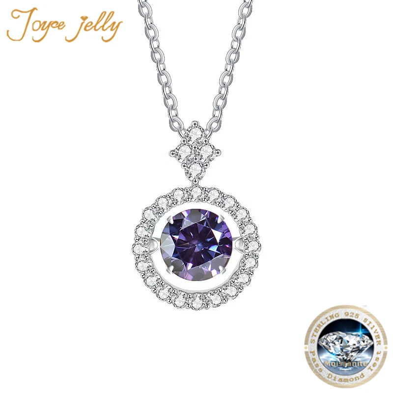 JoyceJelly Trendy 1CT 6.5MM VVS D Color Moissanite Diamond Necklace S925 Sterling Silver Beating Heart Pendant Clavicle Chain