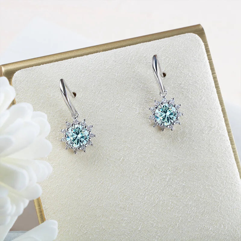 JoyceJelly 1CT Moissanite Drop Earrings For Women Green Blue Pink Color 100% S925 Sterling Silver White Gold Plated Fine Jewelry