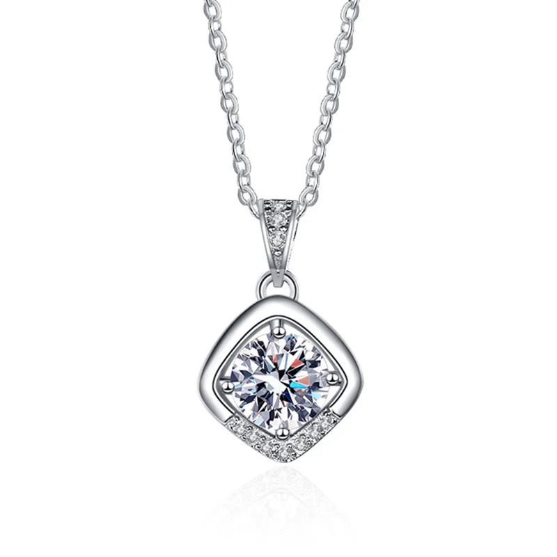 JoyceJelly 1ct VVS D Colored Moissanite Diamond Necklace For Women Silver 925 Jewelry Female Simple Temperament Clavicle Chain