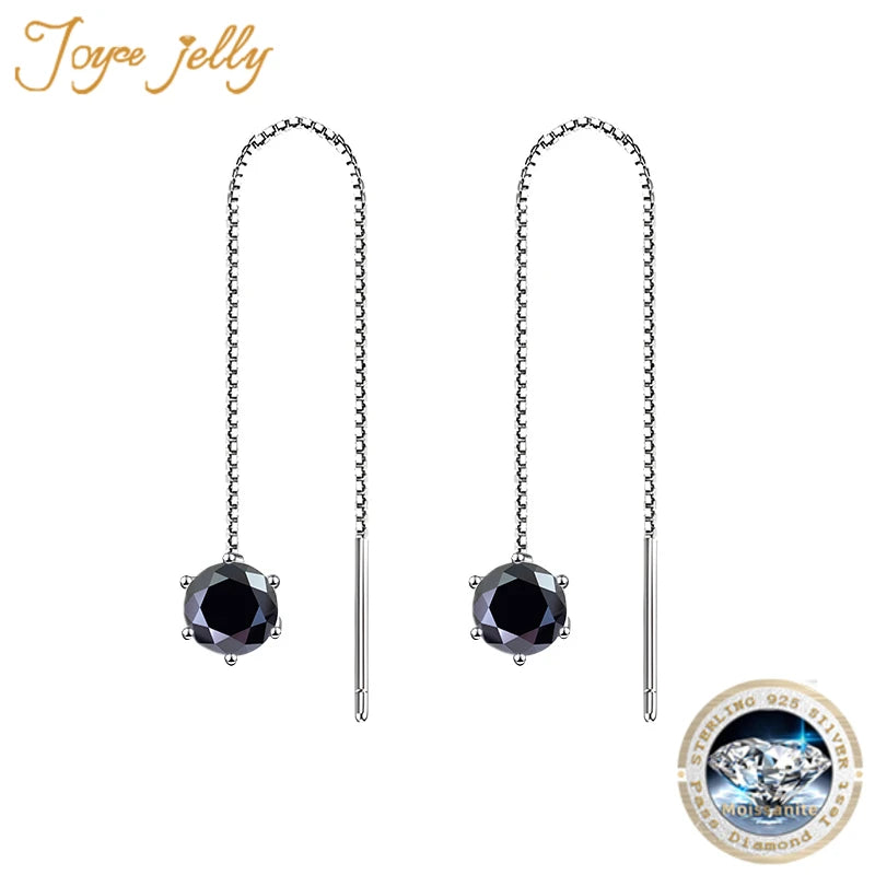 JoyceJelly 5mm/6.5mm Colorful Moissanite Drop Earrings for Women Female S925 Sterling Silver Earring Simple Classic Fine Jewelry