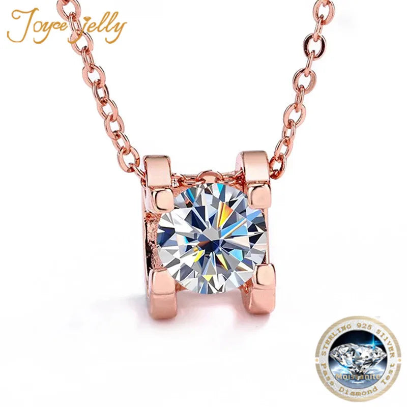 JoyceJelly 1ct D Color VVS 3EX Cut Moissanite Pendant Necklace For Women Luxury 925 Sterling Silver Jewelry Diamond Test Passed